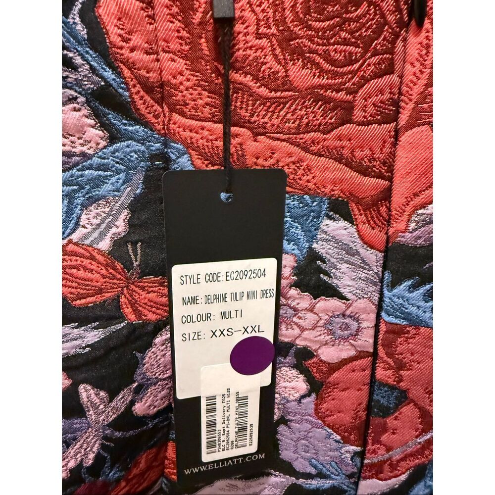Elliatt Delphine Tulip Mini Dress in Pink & Black Floral Cocktail size S NWT - Picture 6 of 6
